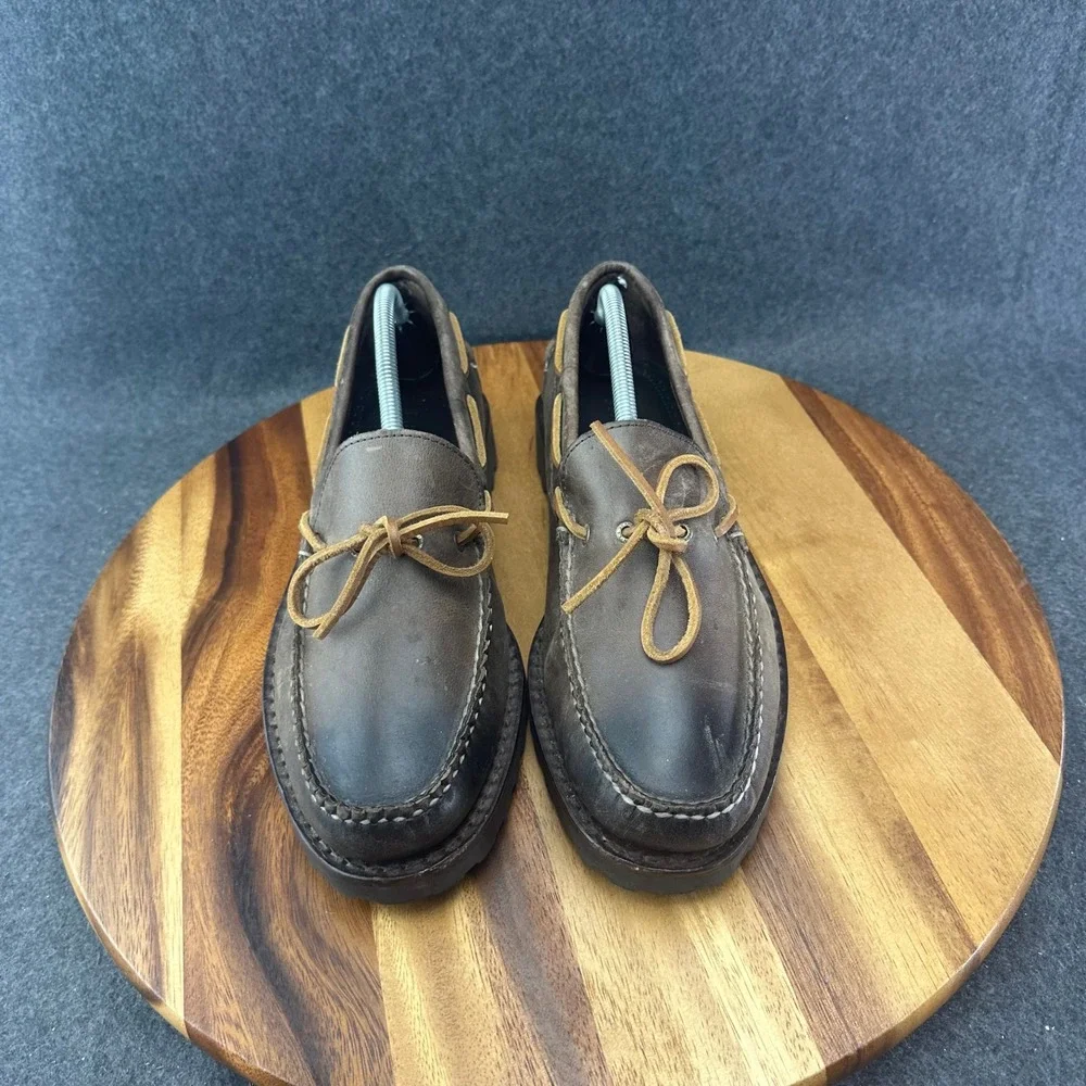 LL BEAN Allagash Handsewn Shoes Slip On Mocs Lugged Lightweight Sole Men's 10D